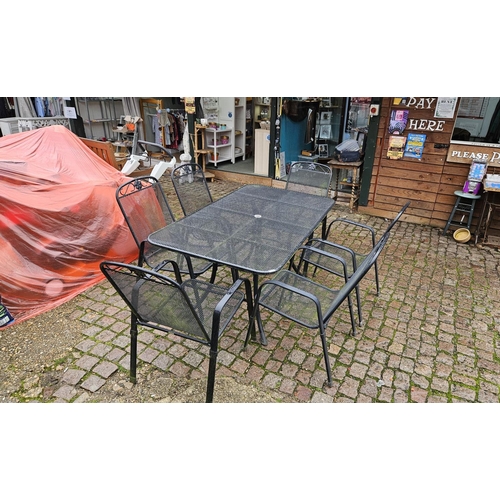 648A - Rectangular Metal garden table and a set of 6 chairs