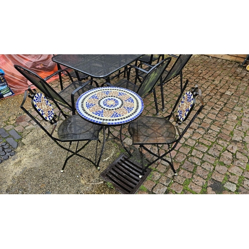 648B - Circular Mosaic Garden table and 2 chairs