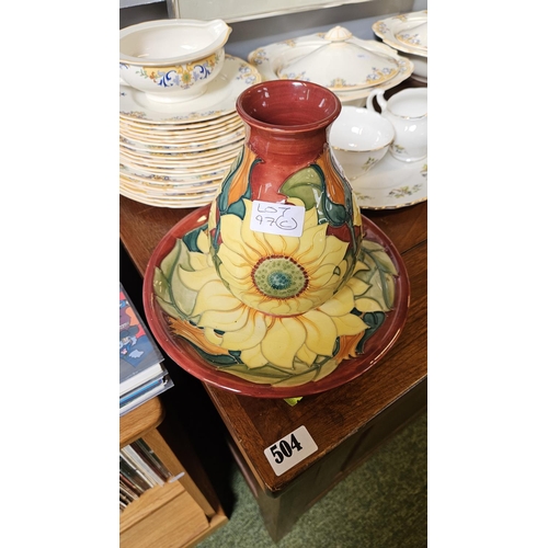 97C - Moorcroft Sunflower vase and a Sunflower pattern Plate