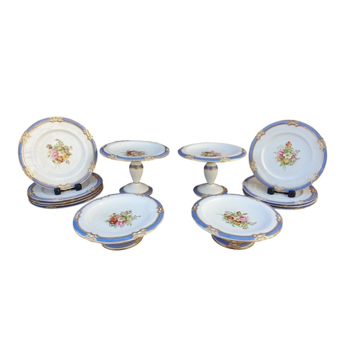 29 - Wedgwood Botanical and gilt decorated Dessert comprising of 4 Comports and 9 Plates.