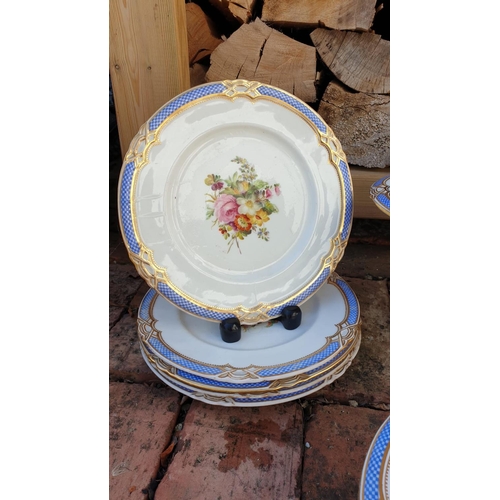 29 - Wedgwood Botanical and gilt decorated Dessert comprising of 4 Comports and 9 Plates.