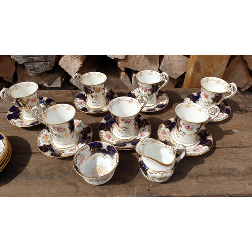 30 - Collection of Coalport blue batwing pattern tea wares, to include; 2 Serving dishes, Sandwich plate,... 