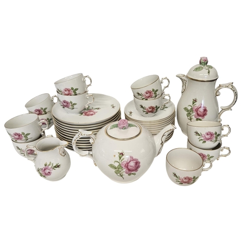 31 - Furstenberg of Germany Rose decorated Tea set and Coffee set to comprise of Coffee Pot, Teapot, Crea... 