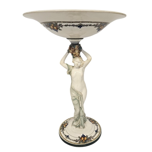 34 - Royal Worcester Crown Ware Park Lady ceramic Comport with figural Nude support and transfer printed ... 