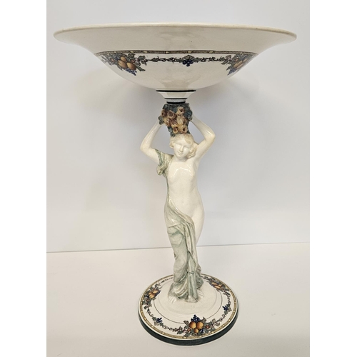 34 - Royal Worcester Crown Ware Park Lady ceramic Comport with figural Nude support and transfer printed ... 