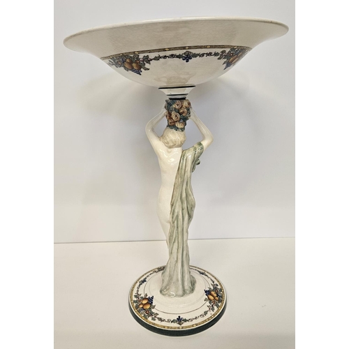 34 - Royal Worcester Crown Ware Park Lady ceramic Comport with figural Nude support and transfer printed ... 