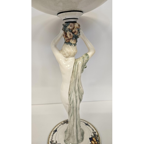 34 - Royal Worcester Crown Ware Park Lady ceramic Comport with figural Nude support and transfer printed ... 