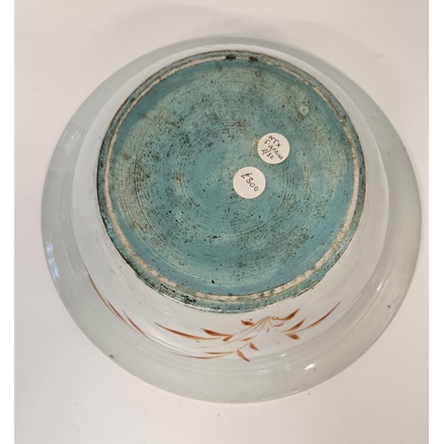 50 - Late 18thC / Early 19thC Chinese Qing Dynasty Celadon bowl decorated with enamelled insects, flowers... 