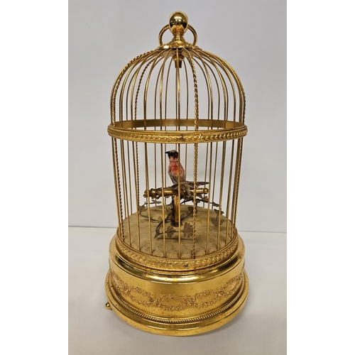 67 - Fine Reuge Music of Switzerland 1950s Singing bird Cage. Marked Reuge Music Ainte-Croix Made in Swit... 