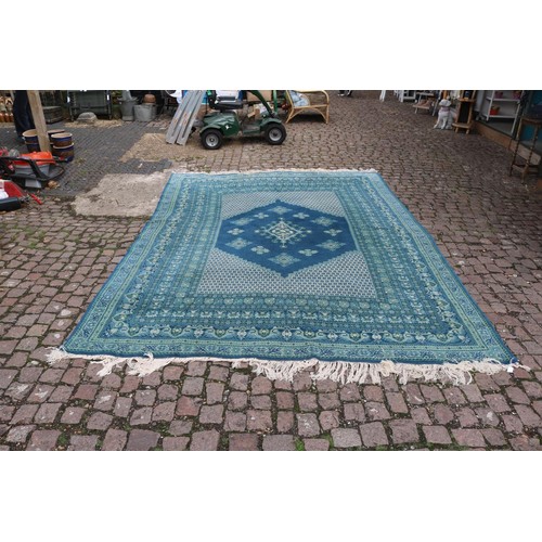 137 - Large Blue Ground Rug with Tassel ends 320cm in Length