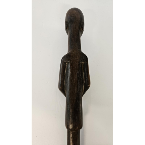 53 - 2 South African Hardwood walking canes the handle carved with a mans head and torso (L 89cm) and sim... 