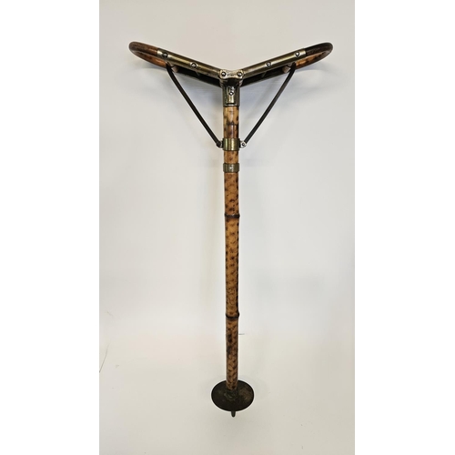 71 - French Patent Vintage Shooting Stick, with rattan folding seat, brass mounts marked 'BRI S.G.D.G.', ... 