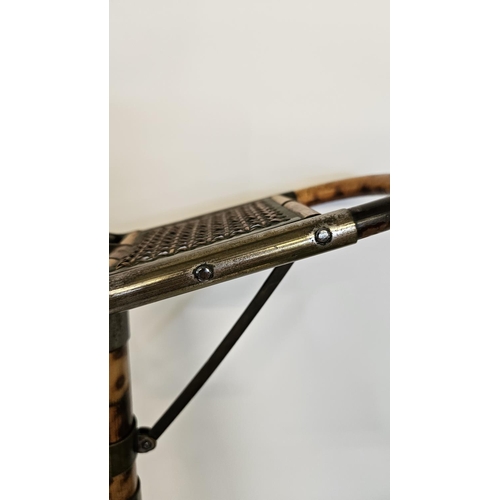 71 - French Patent Vintage Shooting Stick, with rattan folding seat, brass mounts marked 'BRI S.G.D.G.', ... 