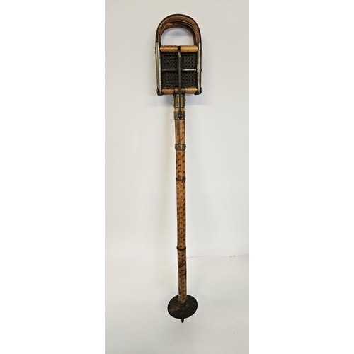 71 - French Patent Vintage Shooting Stick, with rattan folding seat, brass mounts marked 'BRI S.G.D.G.', ... 