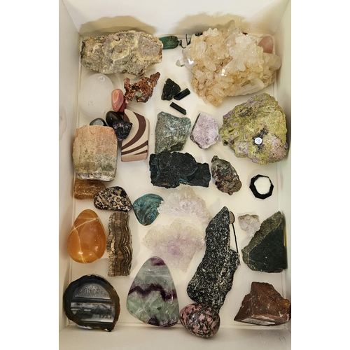 89 - A collection of mineral specimens, including Jasper, Rainbow Flourite, Himalayan Smoky Quartz, Amber... 