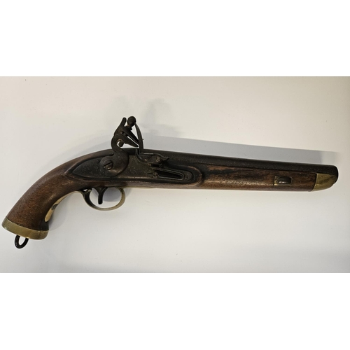 95 - A 16 Bore East India Company type Flintlock pistol with 23cm Barrel. Proof marks with regulation bra... 