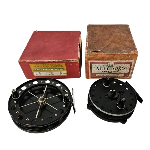 77 - S Allcock & Co Ltd Aerial Match Reel Size 4 1/2 C340 & a Allocks Match Special Reel C706 Size 4, all... 