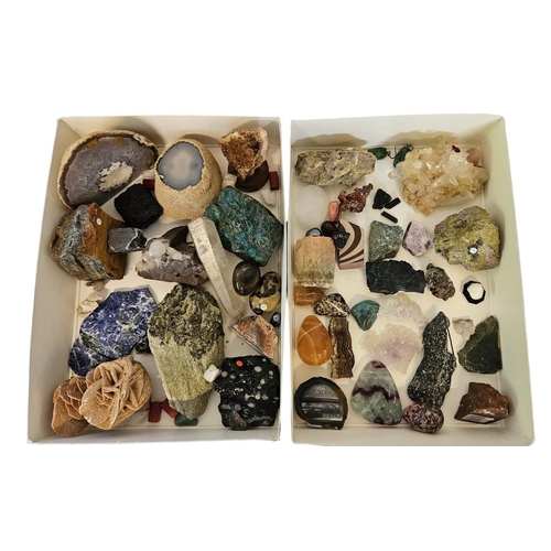 89 - A collection of mineral specimens, including Jasper, Rainbow Flourite, Himalayan Smoky Quartz, Amber... 