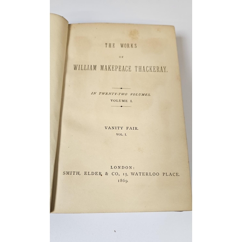 106 - The Works of William Makepeace Thackeray 21 volumes half-titles, plates and illustrations, some ligh... 