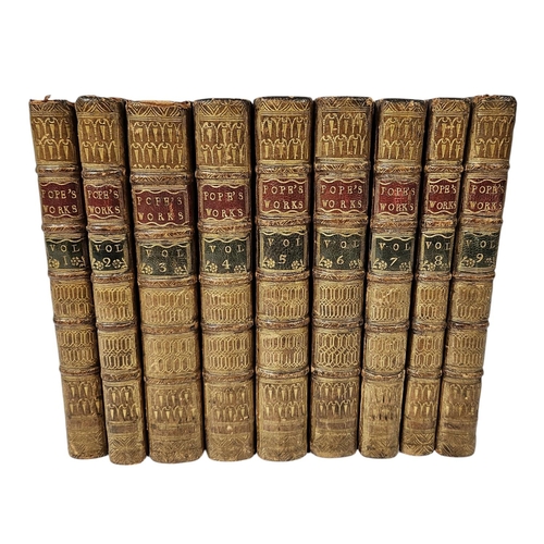 107 - The Works of Alexander Pope Esq in Nine (9)Volumes, Complete With His Last Corrections, Additions, a... 