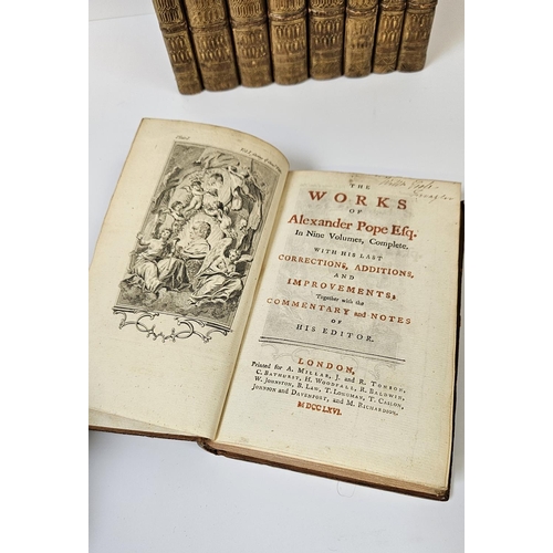 107 - The Works of Alexander Pope Esq in Nine (9)Volumes, Complete With His Last Corrections, Additions, a... 