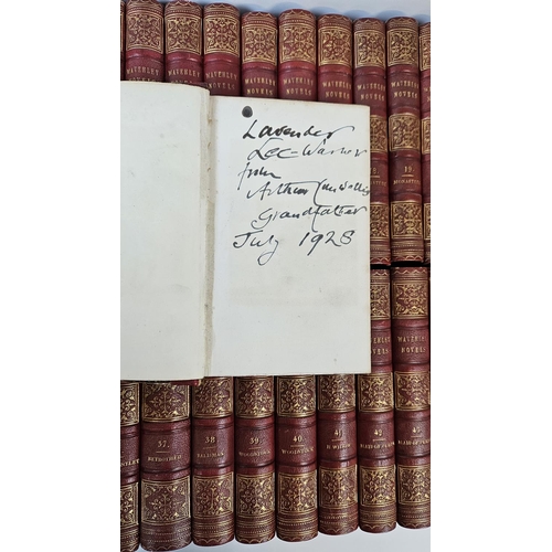 110 - Waverley Novels by Sir Walter Scott Published by Adam & Black Edinburgh 1857, Red Leather bound with... 