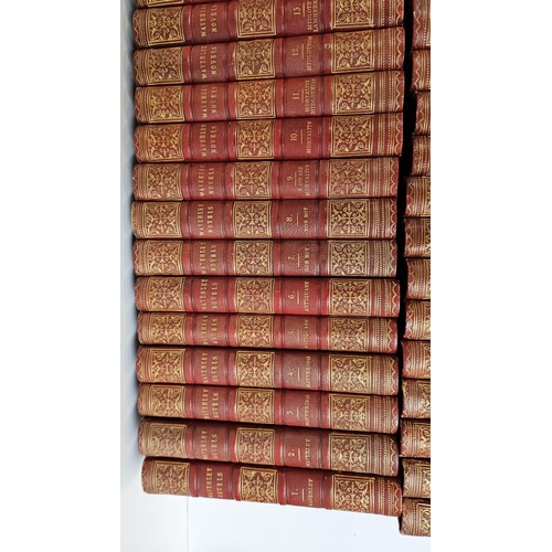 110 - Waverley Novels by Sir Walter Scott Published by Adam & Black Edinburgh 1857, Red Leather bound with... 