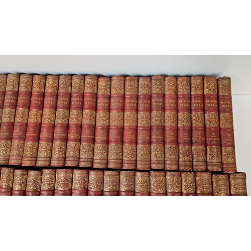 110 - Waverley Novels by Sir Walter Scott Published by Adam & Black Edinburgh 1857, Red Leather bound with... 