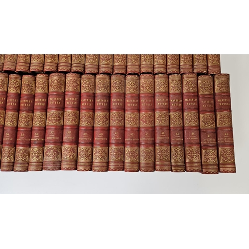 110 - Waverley Novels by Sir Walter Scott Published by Adam & Black Edinburgh 1857, Red Leather bound with... 