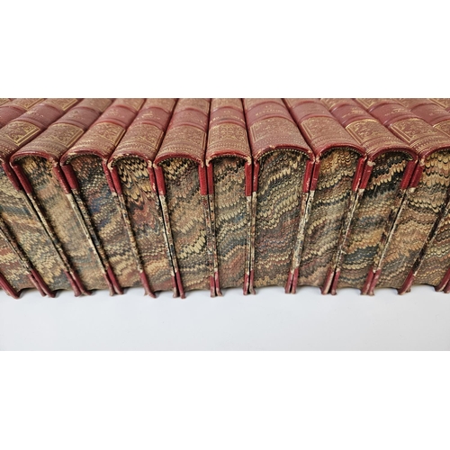 110 - Waverley Novels by Sir Walter Scott Published by Adam & Black Edinburgh 1857, Red Leather bound with... 