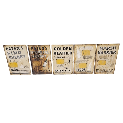 133 - Set of 5 Antique Advertising signs for Paten & Co (Peterborough) Ltd Shippers & Blenders since 1838 ... 