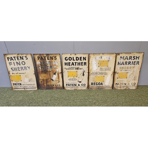 133 - Set of 5 Antique Advertising signs for Paten & Co (Peterborough) Ltd Shippers & Blenders since 1838 ... 