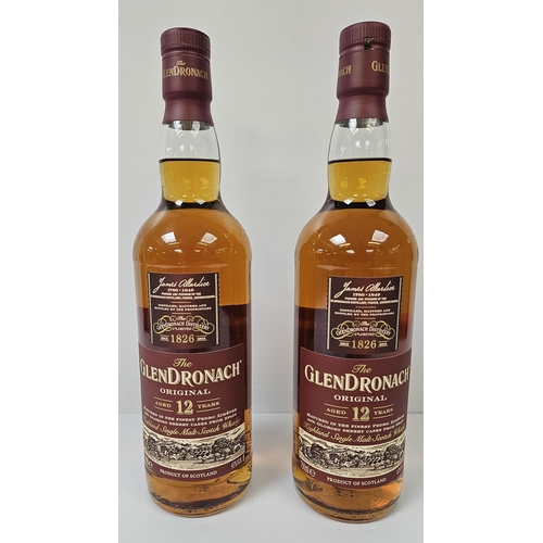 137 - 2 Bottles of Glendronach Aged 12 Year Highland Single Malt Whisky 700ml with tubes.