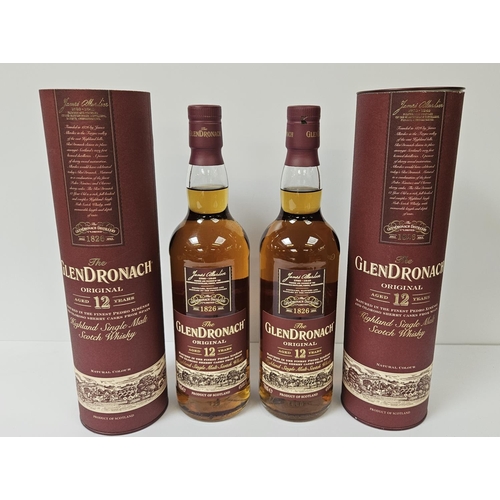 137 - 2 Bottles of Glendronach Aged 12 Year Highland Single Malt Whisky 700ml with tubes.