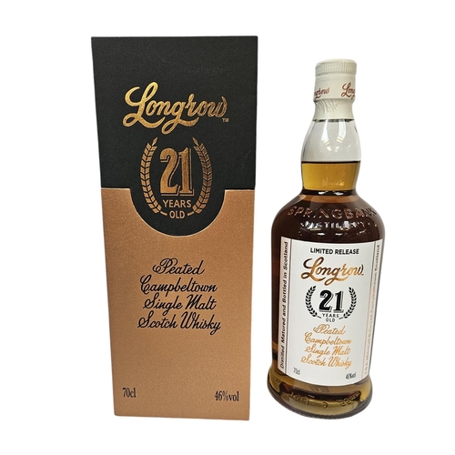 141 - Longrow 21 Year Old Peated Campbeltown Single Malt Scotch Whisky 70cl 46% Vol boxed.