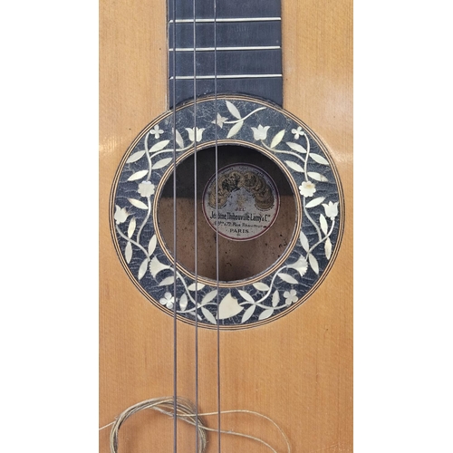 81 - Rare Jérôme Thibouville-Lamy & Cie 19thC guitar. 
Spruce fronted with Brazilian rosewood to back, Ab... 