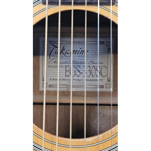 82 - Takamine EGS-330SC Cutaway Acoustic-Electric Guitar Natural G Series with fitted case. 105cm in Leng... 