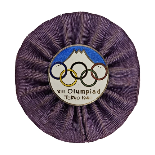 150 - Rare Olympics: Tokyo, 12th Olympics Games 1940, (cancelled), badge, silvered & coloured enamel with ... 