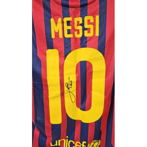 151 - LIONEL MESSI 2011/12 SIGNED #10 BARCELONA JERSEY The striped red and blue Barcelona jersey was signe... 