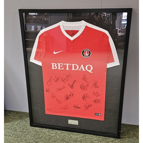 167 - Charlton Athletic Football Club 2016/17 1st Team Squad on Nike Jersey framed and glazed 95 x 75cm