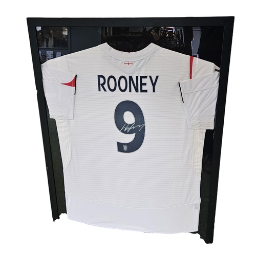 168 - Framed Wayne Rooney England 2002 Signed Jersey No.9. 74 x 94cm