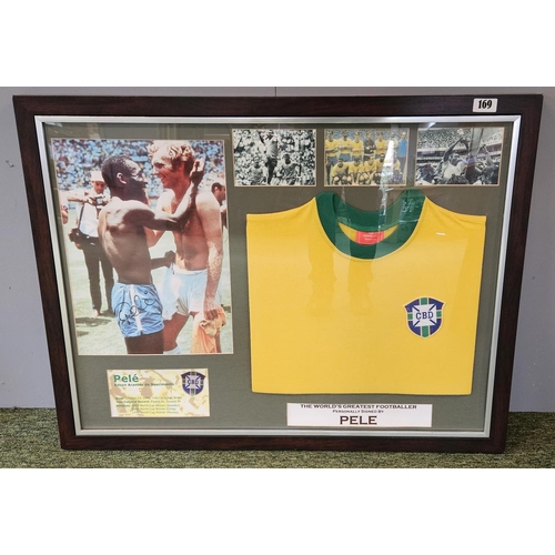 169 - Pele Edson Arantes do Nascimento Brazil Jersey 'Worlds Greatest Footballer' with related Collage pic... 