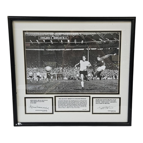 170 - Geoff Hurst MBE & Kenneth Wolstenholme Signed 1966 World Cup Sepia print 'The Greatest Moment in Eng... 