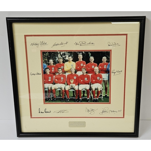 171 - Framed England World Cup Winners 1966 signed to include Nobby Stiles, George Cohen, Roger Hunt, Geof... 