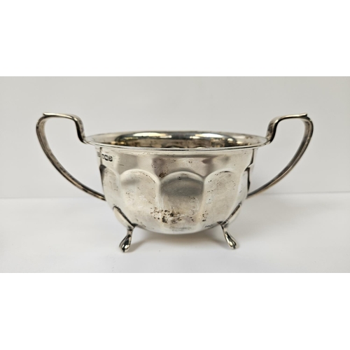 180 - Mid 20thC Silver 3 Piece Tea set with Ebony handle and knop supported on paw feet, Sheffield 1946. 9... 