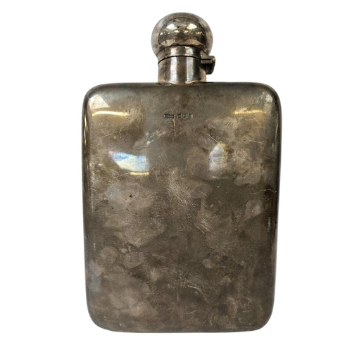 181 - Very Large Silver Spirit flask with screw top, engraved initials E I L, Sheffield 1922 by James Dixo... 