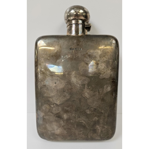 181 - Very Large Silver Spirit flask with screw top, engraved initials E I L, Sheffield 1922 by James Dixo... 