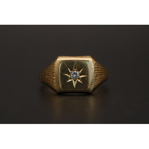 187 - Gentleman's 18ct Gold Diamond  signet ring. Illusion set with 0.10ct Diamond, Hallmarked Chester 191... 