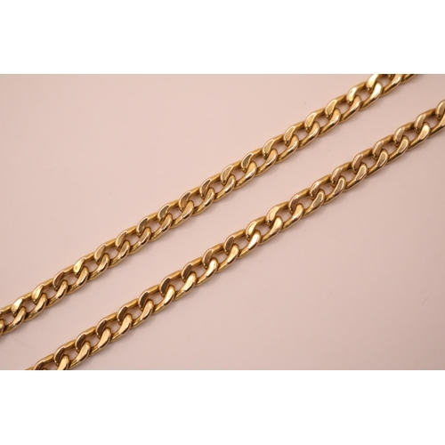 202 - Gents 9ct Gold flat kerb necklace with lobster clasp. 58cm in length. 13.3g total weight