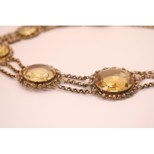 206 - Fine Victorian Citrine gold mounted graduated Riviera necklace. The necklace composed of 8 oval-cut ... 